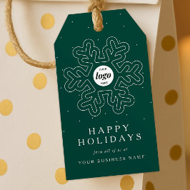 ビジネス企業のロゴクリスマススノーフレークグリーン ギフトタグ