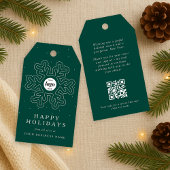 ビジネス企業のロゴクリスマススノーフレークグリーン ギフトタグ