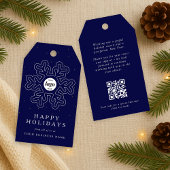 ビジネス企業のロゴクリスマススノーフレークネイビー ギフトタグ