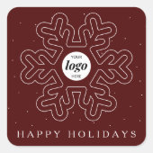 ビジネス企業のロゴクリスマススノーフレークレッド スクエアシール (正面)