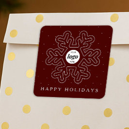 ビジネス企業のロゴクリスマススノーフレークレッド スクエアシール