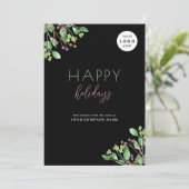 ビジネス企業のロゴハッピーホリデーズブラック シーズンカード (スタンド正面)