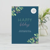 ビジネス企業のロゴハッピーホリデーズブルー シーズンカード (スタンド正面)