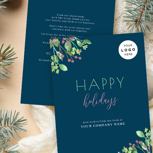 ビジネス企業のロゴハッピーホリデーズブルー シーズンカード