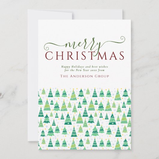 ビジネス企業のロゴメリークリスマスツリー シーズンカード (正面)