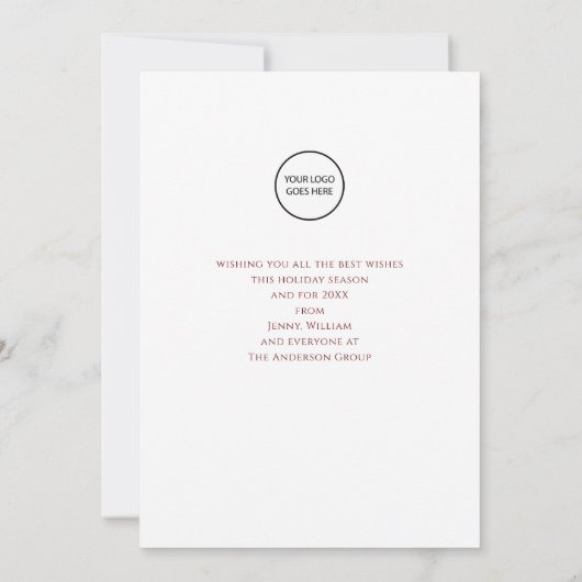ビジネス企業のロゴメリークリスマスツリー シーズンカード (裏面)