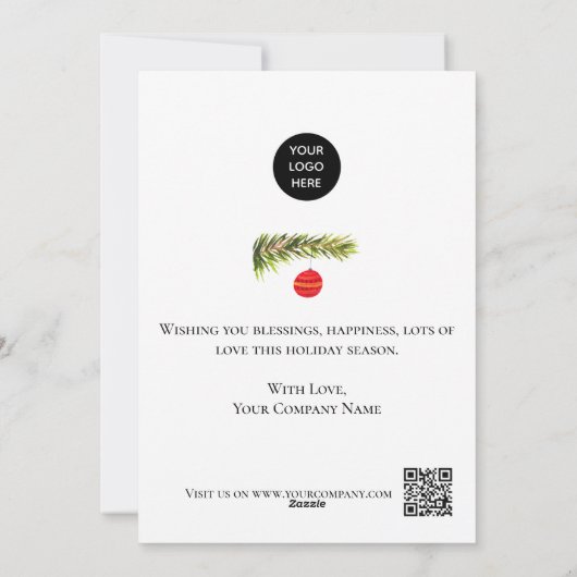 ビジネス企業のロゴ水の色メリークリスマス シーズンカード (裏面)