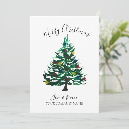 ビジネス企業のロゴ水の色メリークリスマス シーズンカード (スタンド正面)