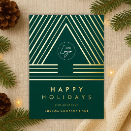 ビジネス企業のロゴ緑の幾何学的クリスマス 箔シーズンカード