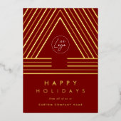 ビジネス企業のロゴ赤い幾何学的クリスマス 箔シーズンカード (正面)