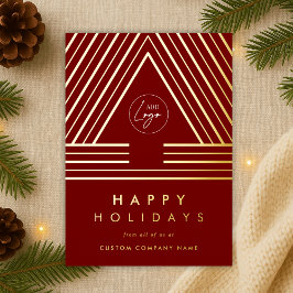 ビジネス企業のロゴ赤い幾何学的クリスマス 箔シーズンカード