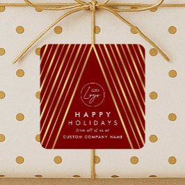ビジネス企業のロゴ赤金ゴールドクリスマスツリー スクエアシール