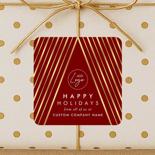 ビジネス企業のロゴ赤金ゴールドクリスマスツリー スクエアシール