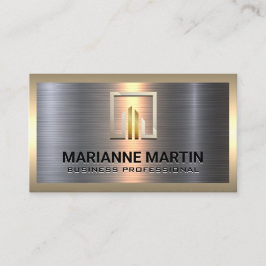 ビジネス企業のロゴ | メタリック 名刺 (正面)
