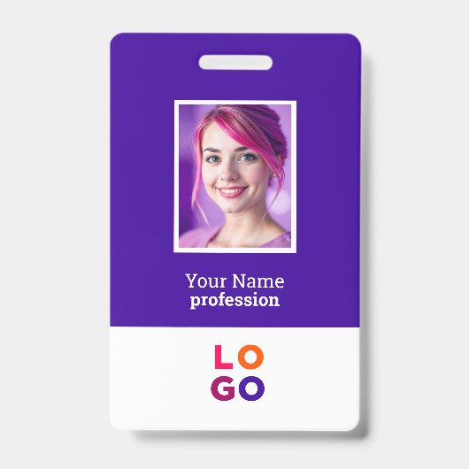 ビジネス企業のロゴ、写真、Qrコード、名前ID バッジ (正面)