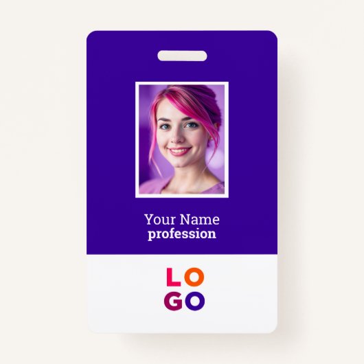 ビジネス企業のロゴ、写真、Qrコード、名前ID バッジ (正面)