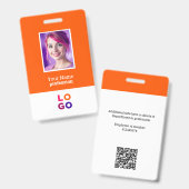 ビジネス企業のロゴ、写真、Qrコード、名前ID バッジ (正面＆裏面)