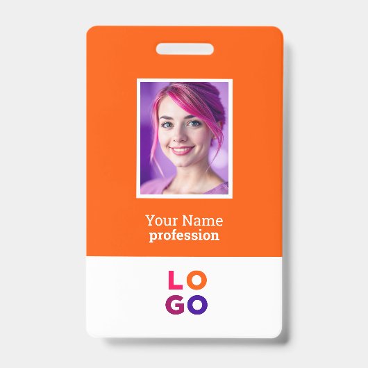 ビジネス企業のロゴ、写真、Qrコード、名前ID バッジ (正面)