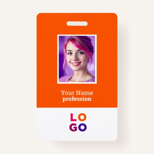 ビジネス企業のロゴ、写真、Qrコード、名前ID バッジ (正面)