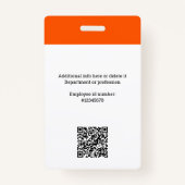 ビジネス企業のロゴ、写真、Qrコード、名前ID バッジ (裏面)