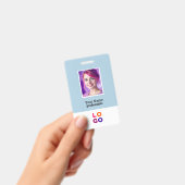 ビジネス企業のロゴ、写真、Qrコード、名前ID バッジ (手持ち)