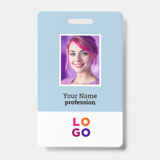 ビジネス企業のロゴ、写真、Qrコード、名前ID バッジ (正面)