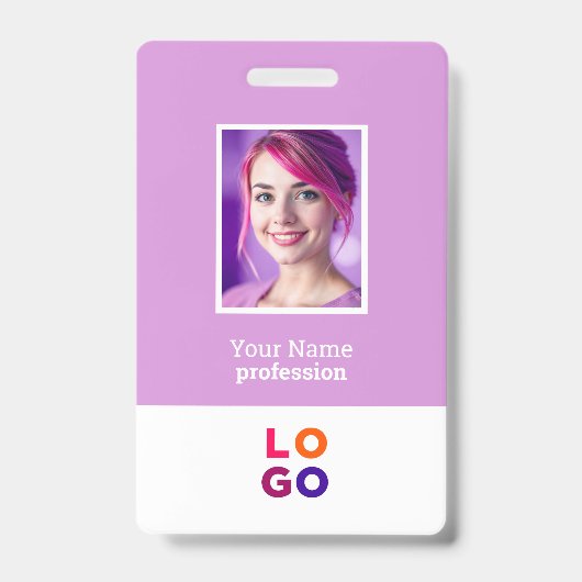 ビジネス企業のロゴ、写真、Qrコード、名前ID バッジ (正面)