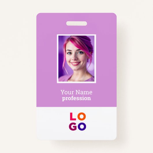 ビジネス企業のロゴ、写真、Qrコード、名前ID バッジ (正面)