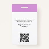 ビジネス企業のロゴ、写真、Qrコード、名前ID バッジ (裏面)