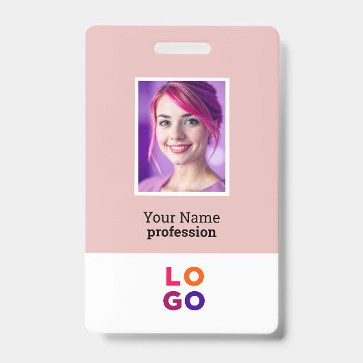 ビジネス企業のロゴ、写真、Qrコード、名前ID バッジ (正面)