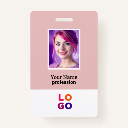 ビジネス企業のロゴ、写真、Qrコード、名前ID バッジ (正面)