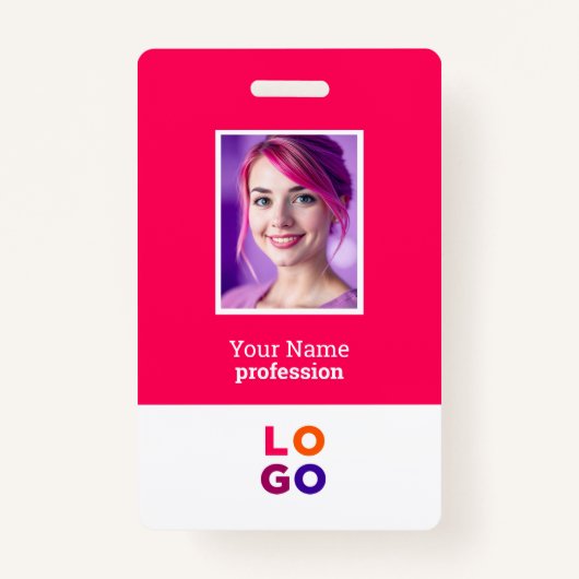 ビジネス企業のロゴ、写真、Qrコード、名前ID バッジ (正面)