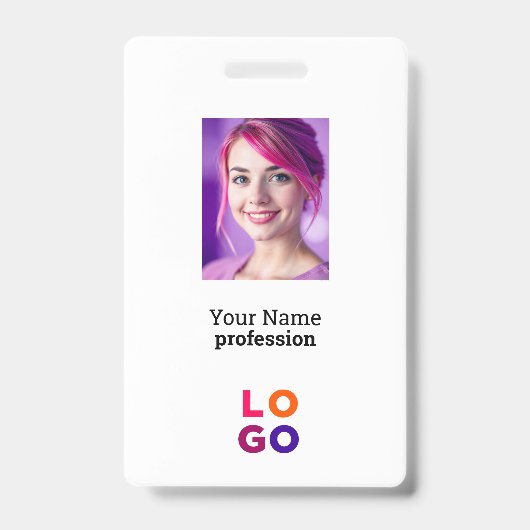 ビジネス企業のロゴ、写真、Qrコード、名前ID バッジ (正面)