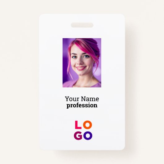 ビジネス企業のロゴ、写真、Qrコード、名前ID バッジ (正面)