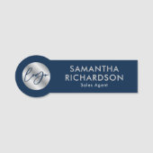 ビジネス企業のロゴNavy & Silver Employee 名札 (正面)