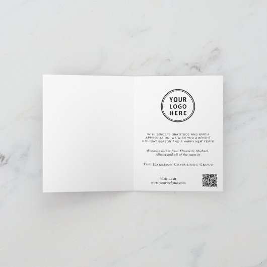 ビジネス企業のロゴQRコードクリスマス シーズンカード (内部)