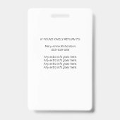 ビジネス企業の写真QRコード予防接種ID バッジ (裏面)