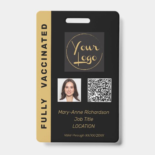 ビジネス企業の写真QRコード予防接種ID バッジ (表面)