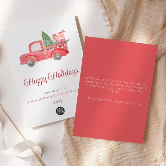 ビジネス企業の用水彩ロゴホリデーカード 招待状