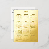 ビジネス企業の金ゴールドラグジュアリーエレガントカレンダー 箔招待状ポストカード (正面/裏面)