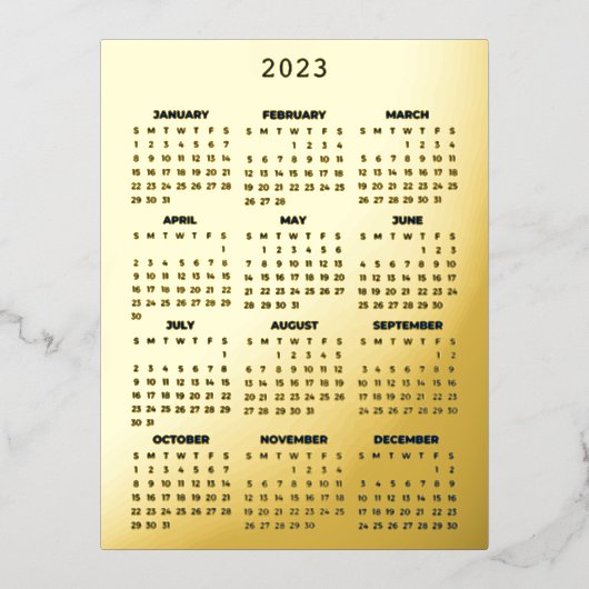 ビジネス企業の金ゴールドラグジュアリーエレガントカレンダー 箔招待状ポストカード (正面)