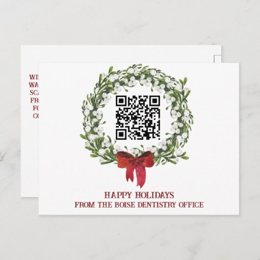 ビジネス企業のQRホリデーはがき シーズンポストカード (正面/裏面)