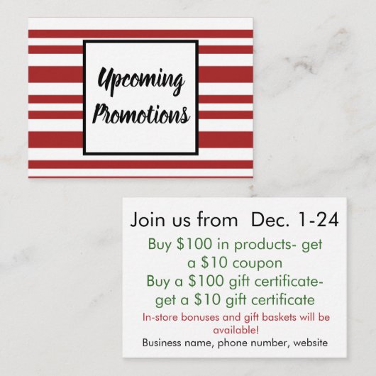 ビジネス休日の昇進カード 名刺 (正面/裏面)