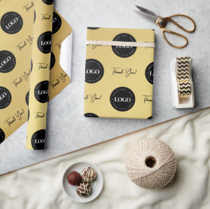 ビジネス会社のカスタムロゴありがとうごグラデーション ラッピングペーパー