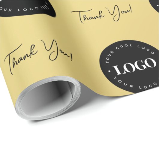 ビジネス会社のカスタムロゴありがとうごグラデーション ラッピングペーパー (ロールコーナー)