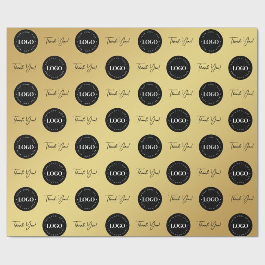 ビジネス会社のカスタムロゴありがとうごグラデーション ラッピングペーパー (フラット)