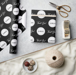 ビジネス会社のカスタムロゴありがとうミニマリスト ラッピングペーパー