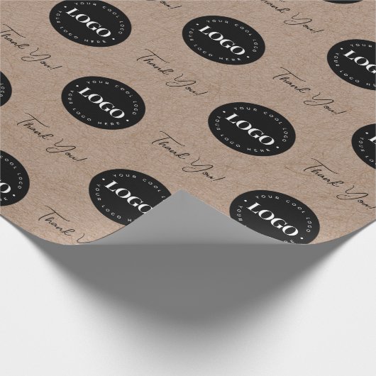 ビジネス会社のカスタムロゴありがとうKraft Look ラッピングペーパー (角)