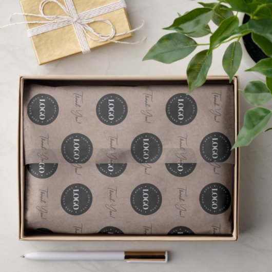 ビジネス会社のカスタムロゴありがとうKraft Look 薄葉紙 (ギフト)