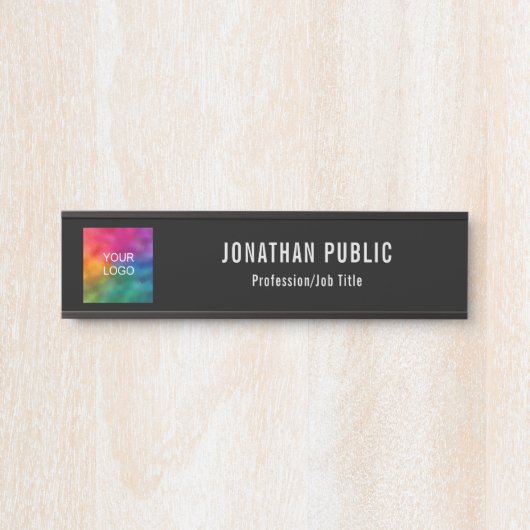 ビジネス会社のロゴのアップロードを追加エレガント サインプレート (正面)